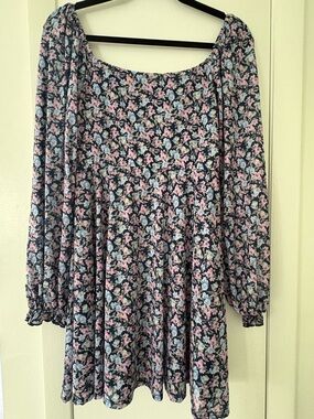 Medium like new! Altar’d State Long Sleeve Babydoll Dress - Blue floral